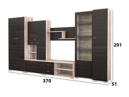Bibliotecă living Gabriela, wenge + sonoma - imagine 3