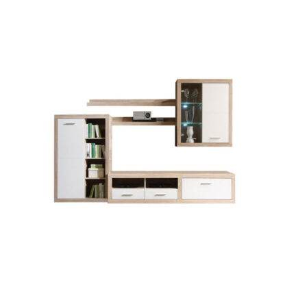 Bibliotecă living Cancan 1, sonoma + alb - imagine 2