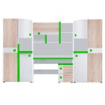 Bibliotecă living Colorato, alb/sonoma/verde - imagine 3