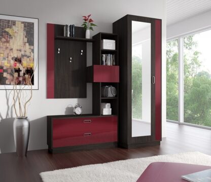 Garderobă Roxana, wenge mali + bordo - imagine 3
