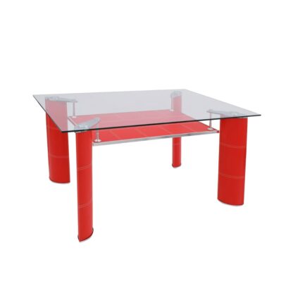 Masă de bucatarie MB-05, rosu, 130x90x72 cm, metal, sticla securizata