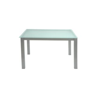 Masă bucatarie MB-42, alb, 110x70x75 cm, metal, sticla securizata