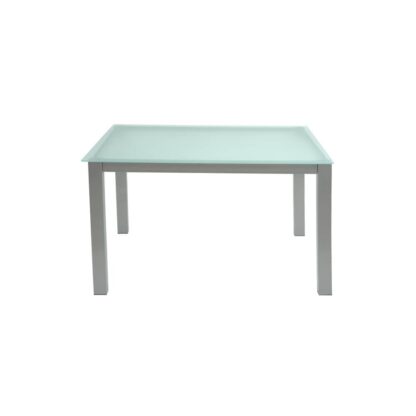 Masă bucatarie MB-42, alb, 110x70x75 cm, metal, sticla securizata