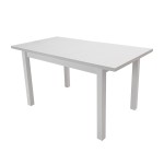 Set masa extensibila 120x150cm cu 4 scaune tapitate, MB-13 Max5 si S-37 Boss7 B18A, alb, lemn masiv de fag, stofa - imagine 5