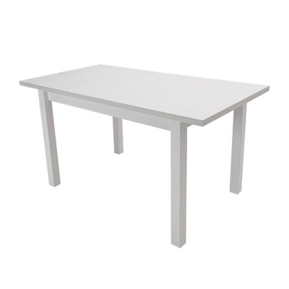 Set masa extensibila 120x150cm cu 4 scaune tapitate, MB-13 Max5 si S-37 Boss7 B18A, alb, lemn masiv de fag, stofa - imagine 5