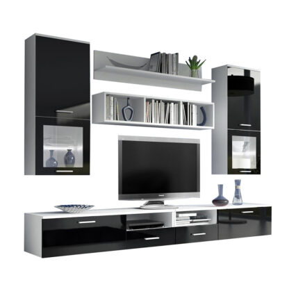 Bibliotecă living Alin, negru - imagine 4