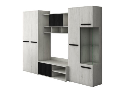 Bibliotecă living Paul, alb murdar + pin negru norvegian - imagine 2