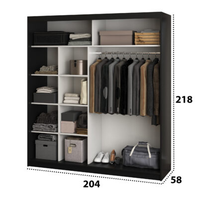 Dressing Radu fara oglinda, 204x218x58 cm, negru - imagine 3