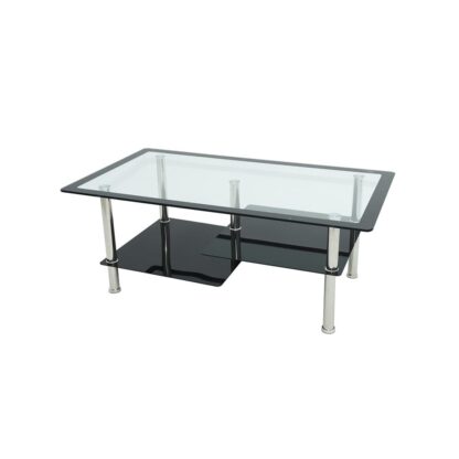 Masa cafea, MC-102, Negru, Sticla securizata, 110 x 60 x 45 cm