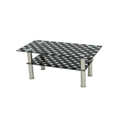 Masa cafea, MC-96, Negru, Sticla securizata, 100 x 50 x 43 cm