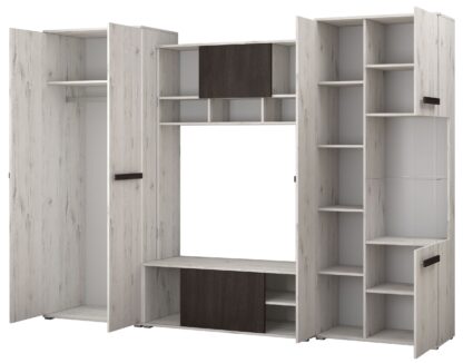 Bibliotecă living Paul, alb murdar + pin negru norvegian - imagine 6
