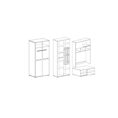 Bibliotecă living Paul, alb murdar + pin negru norvegian - imagine 5