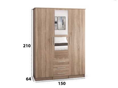 Dressing Ștefan 3d, sonoma 150 x 210 x 64 cm - imagine 5