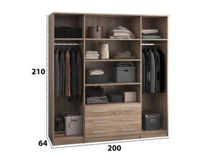 Dressing Ștefan 4d, sonoma 200 x 210 x 64 cm - imagine 5