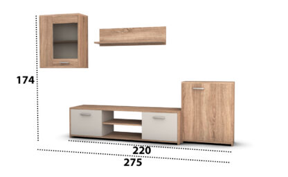Bibliotecă living Dragoș, sonoma + alb - imagine 4
