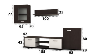 Bibliotecă living Dragoș, wenge + alb - imagine 4
