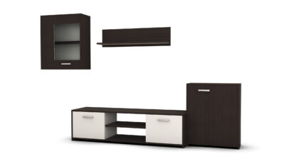 Bibliotecă living Dragoș, wenge + alb - imagine 2