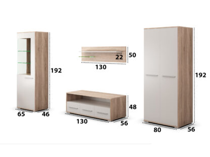 Bibliotecă living Stela, sonoma/alb - imagine 4