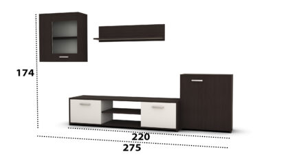 Bibliotecă living Dragoș, wenge + alb - imagine 3
