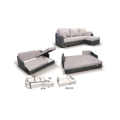 Colțar extensibil Fado Viton 203/200, gri + crem - imagine 2