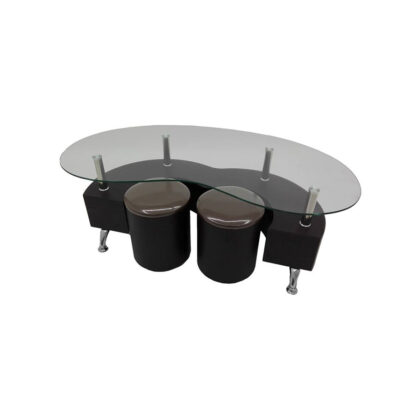 Masa cafea cu 2 tabureti, MC-10 Walnut, 130 x 60 x 45 cm