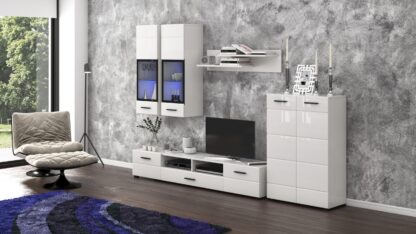 Bibliotecă living Arctic, alb lucios