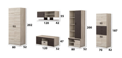 Bibliotecă living Diana, sonoma + wenge - imagine 4