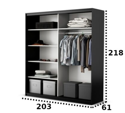 Dressing Ovidiu 10, 203x218x61 cm, negru - imagine 4