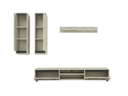 Bibliotecă living & masă Oana, pin alb - imagine 2