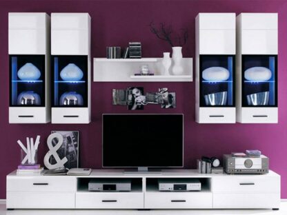 Bibliotecă living Kylie, alb lucios
