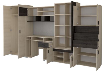 Bibliotecă living Diana, sonoma + wenge - imagine 5