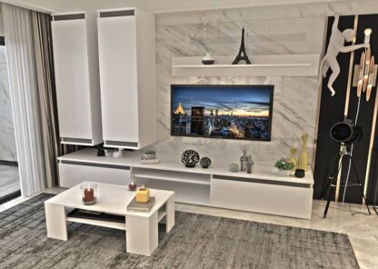 Biblioteca living & masa Oana Alb