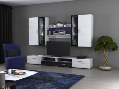 Bibliotecă living WU-2600, alb și negru