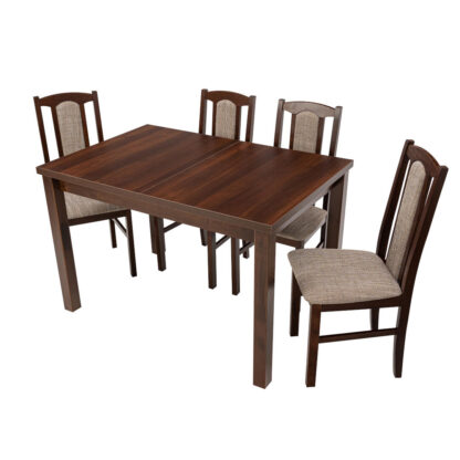 Set masa extensibila 120x150cm cu 4 scaune tapitate, MB-13 Max5 si S-37 Boss7 O2, nuc, lemn masiv, stofa - imagine 2