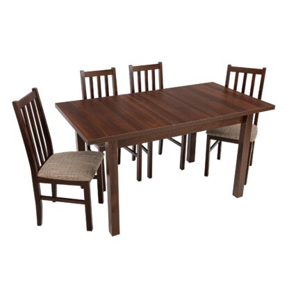 Set masa extensibila 120x150cm cu 4 scaune tapitate, MB-13 Max5 si S-38 Boss10 O2, nuc, lemn masiv, stofa - imagine 3