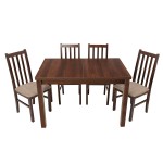 Set masa extensibila 120x150cm cu 4 scaune tapitate, MB-13 Max5 si S-38 Boss10 O2, nuc, lemn masiv, stofa - imagine 2