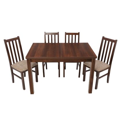 Set masa extensibila 120x150cm cu 4 scaune tapitate, MB-13 Max5 si S-38 Boss10 O2, nuc, lemn masiv, stofa - imagine 2