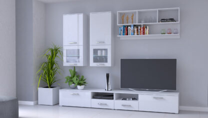 Bibliotecă living Alin, alb - imagine 3