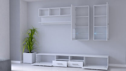 Bibliotecă living Alin, alb - imagine 2