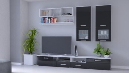 Bibliotecă living Alin, negru - imagine 2