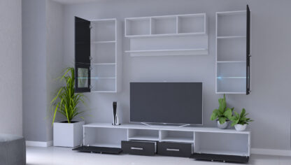 Bibliotecă living Alin, negru - imagine 3