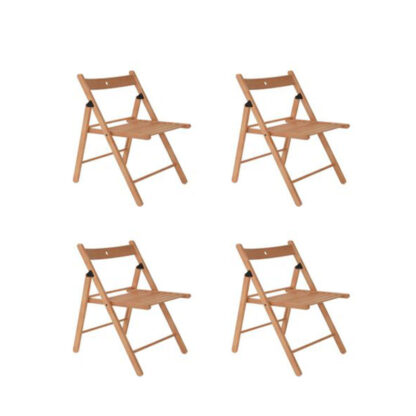 Set 4 scaune bucătărie pliante natur