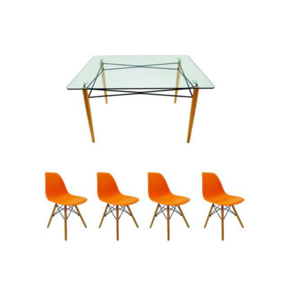 Set masă cu 4 scaune, MB-61, culoare portocaliu