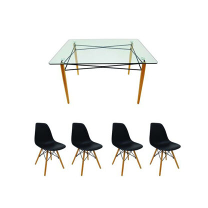 Set masă cu 4 scaune, MB-61, culoare neagră