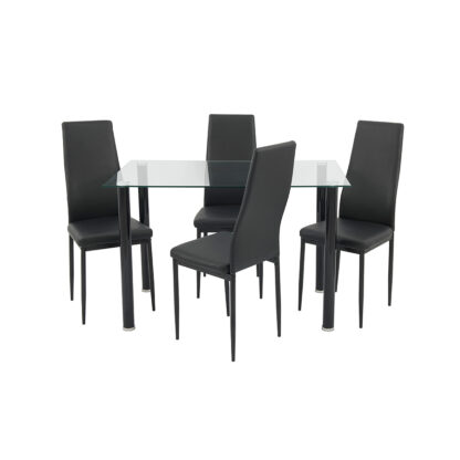 Set masa cu 4 scaune Negru, MBS-28 N