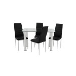 Set masă cu 4 scaune, MBS-29 alb/negru