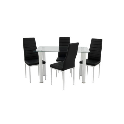 Set masă cu 4 scaune, MBS-29 alb/negru