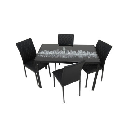 Set masă cu 4 scaune, MBS-15 Negru