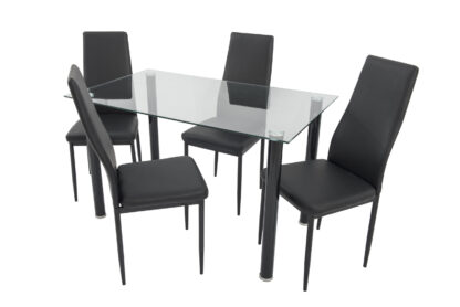 Set masa cu 4 scaune Negru, MBS-28 N - imagine 2