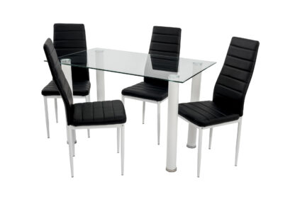 Set masă cu 4 scaune, MBS-29 alb/negru - imagine 2